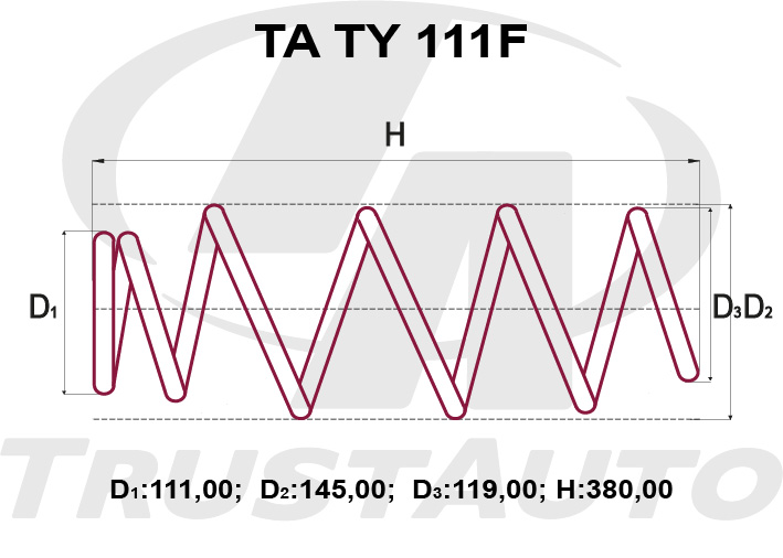 Пружина подвески усиленная (TA) TA TY 111F TRUSTAUTO TATY111F